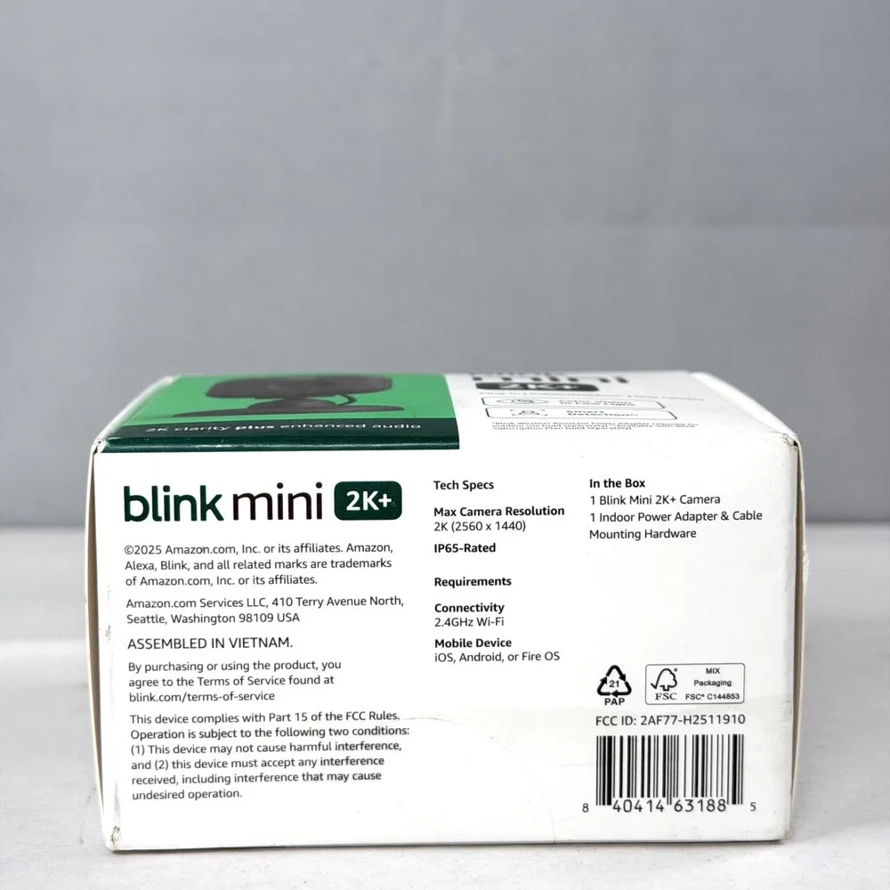 Blink Mini 2K+ Compact Plug-in Security Camera 2K Video Resolution Black / New